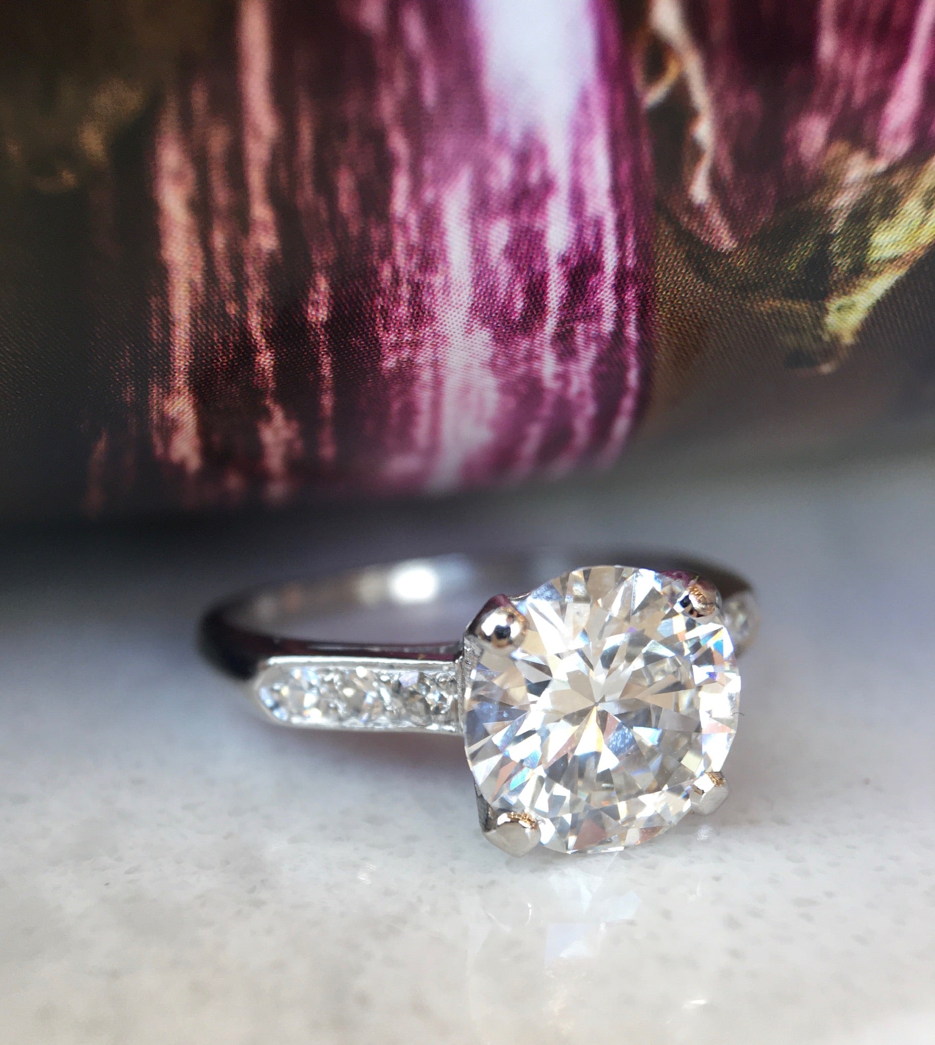 1.87 Carat Round Brilliant Cut Diamond Engagement Ring in Platinum