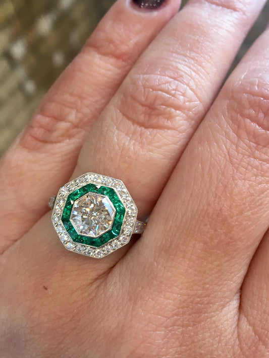 Right Hand Ring Modern 1.25 Round Brilliant Cut Diamond in Platinum