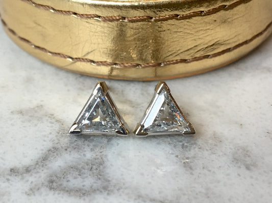 Earring Studs Modern 1.06 Trilliant Cut Diamonds in 14k White Gold