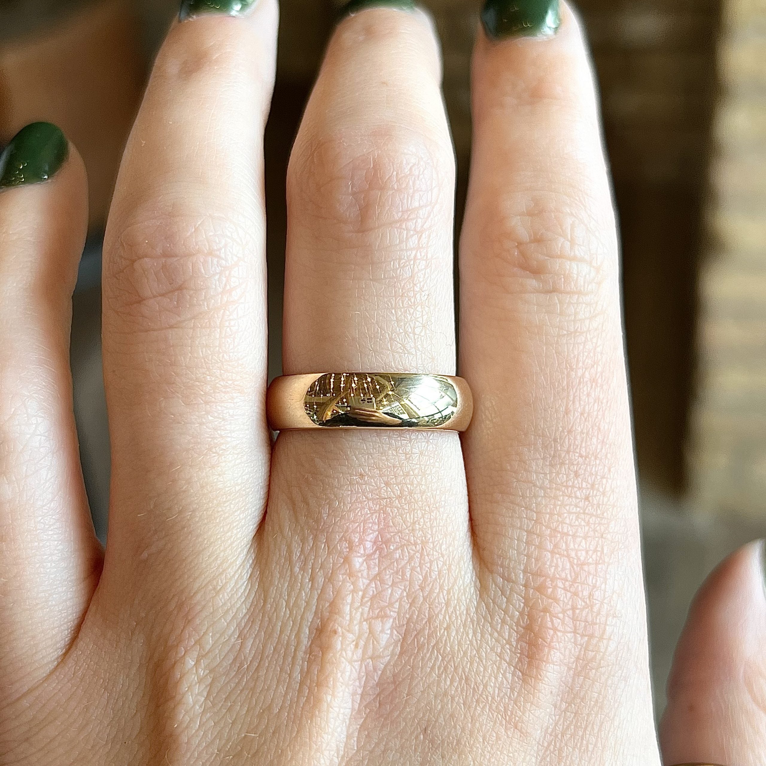 6mm Men s High Polish Wedding Band in 14k Yellow Gold Filigree Jewelers