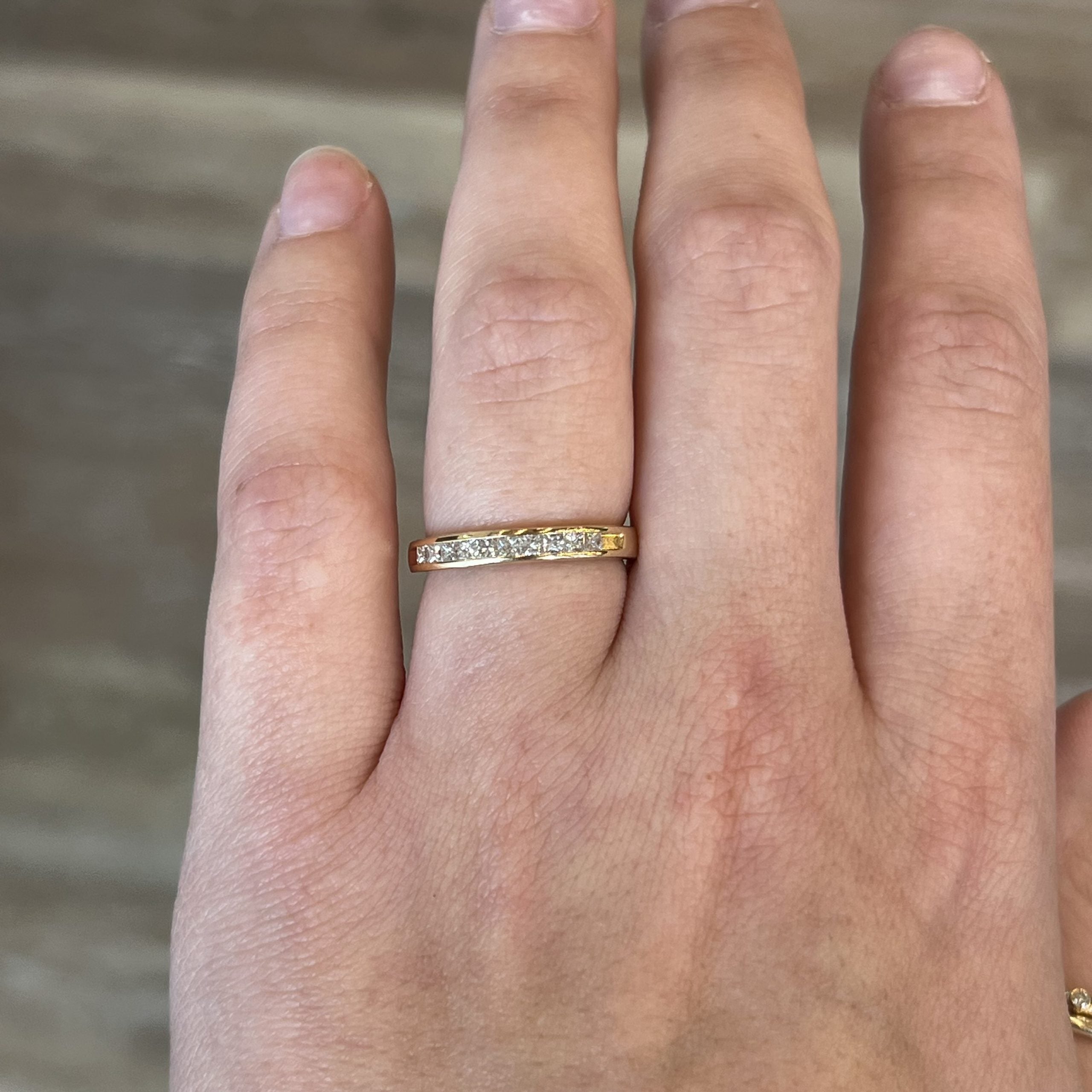 Engagement ring with channel deals set band