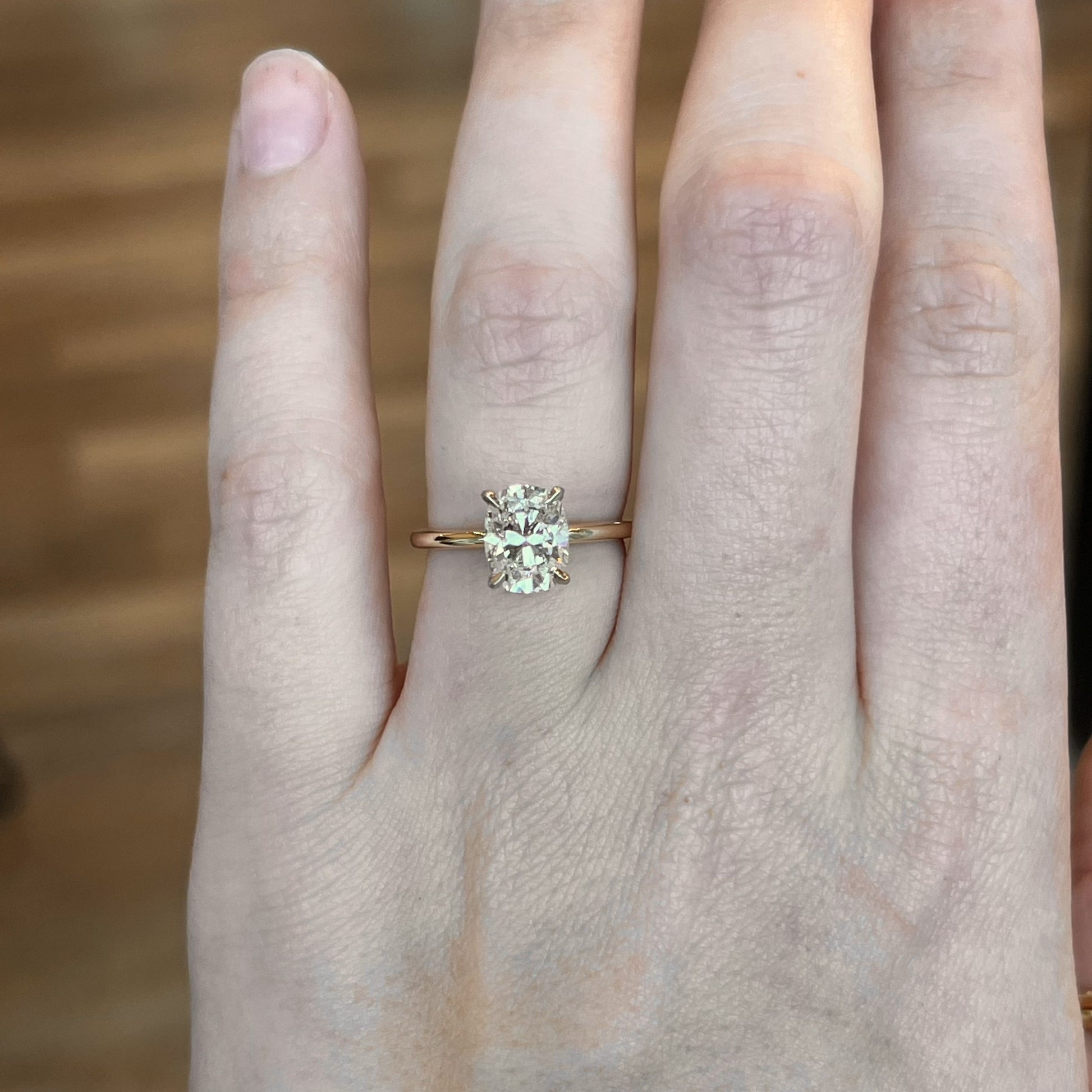 Solitaire Cushion Cut Diamond Engagement Ring in 14k Gold