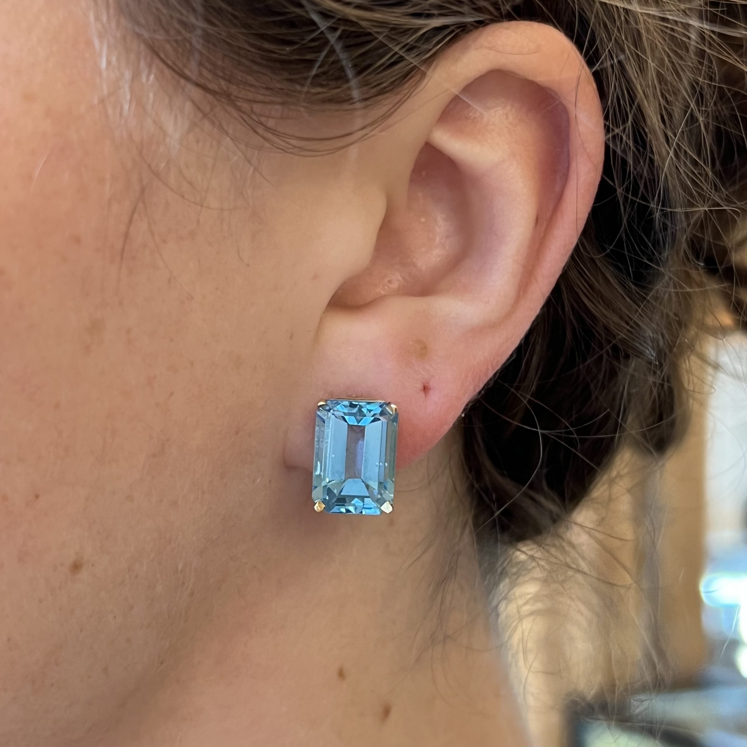 Emerald cut deals blue topaz earrings