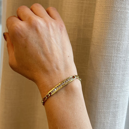 Modern Diamond ID Chain Bracelet in 14k Yellow Gold