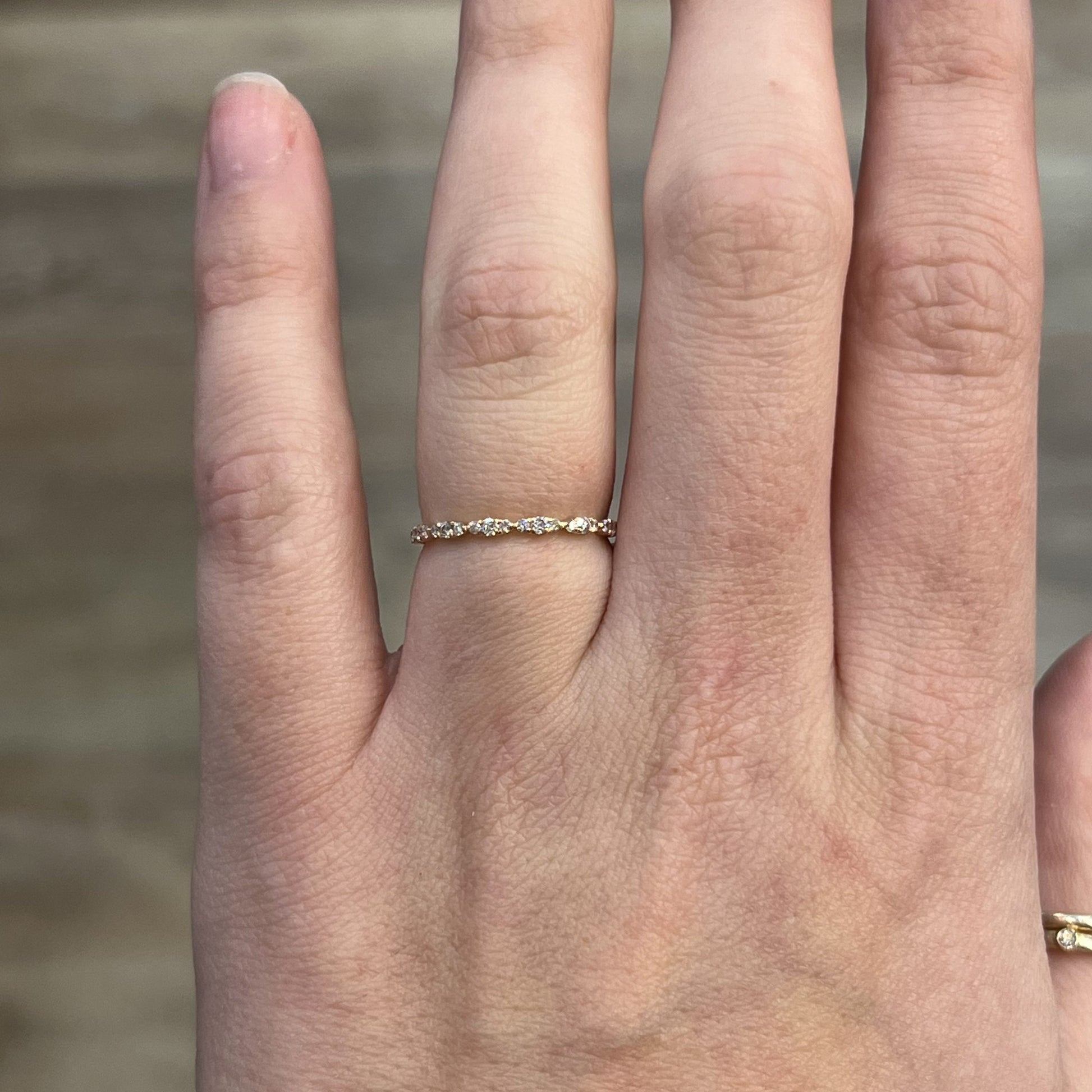 .22 Diamond Station Wedding Band in 14k Rose Gold