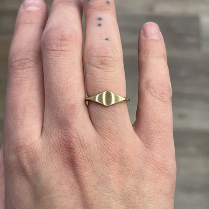 Kite Shaped Signet Ring in 14k Yellow Gold