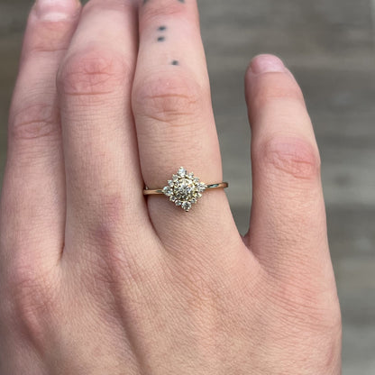 Geometric Diamond Cluster Ring in 14k Yellow Gold