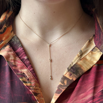 Diamond Station Lariat Necklace in 14k Rose Gold