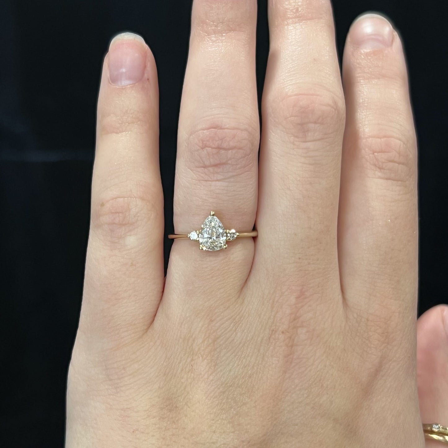 Colorless 1.01 Pear Cut Diamond Engagement Ring in 14k Gold