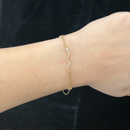 Pave Diamond Snake Chain Bracelet in 14k Yellow Gold