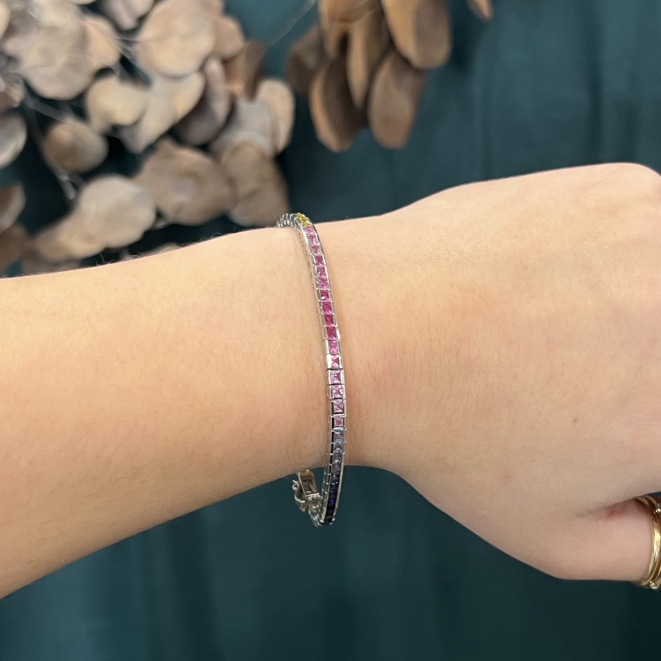 Rainbow sapphire tennis bracelet online