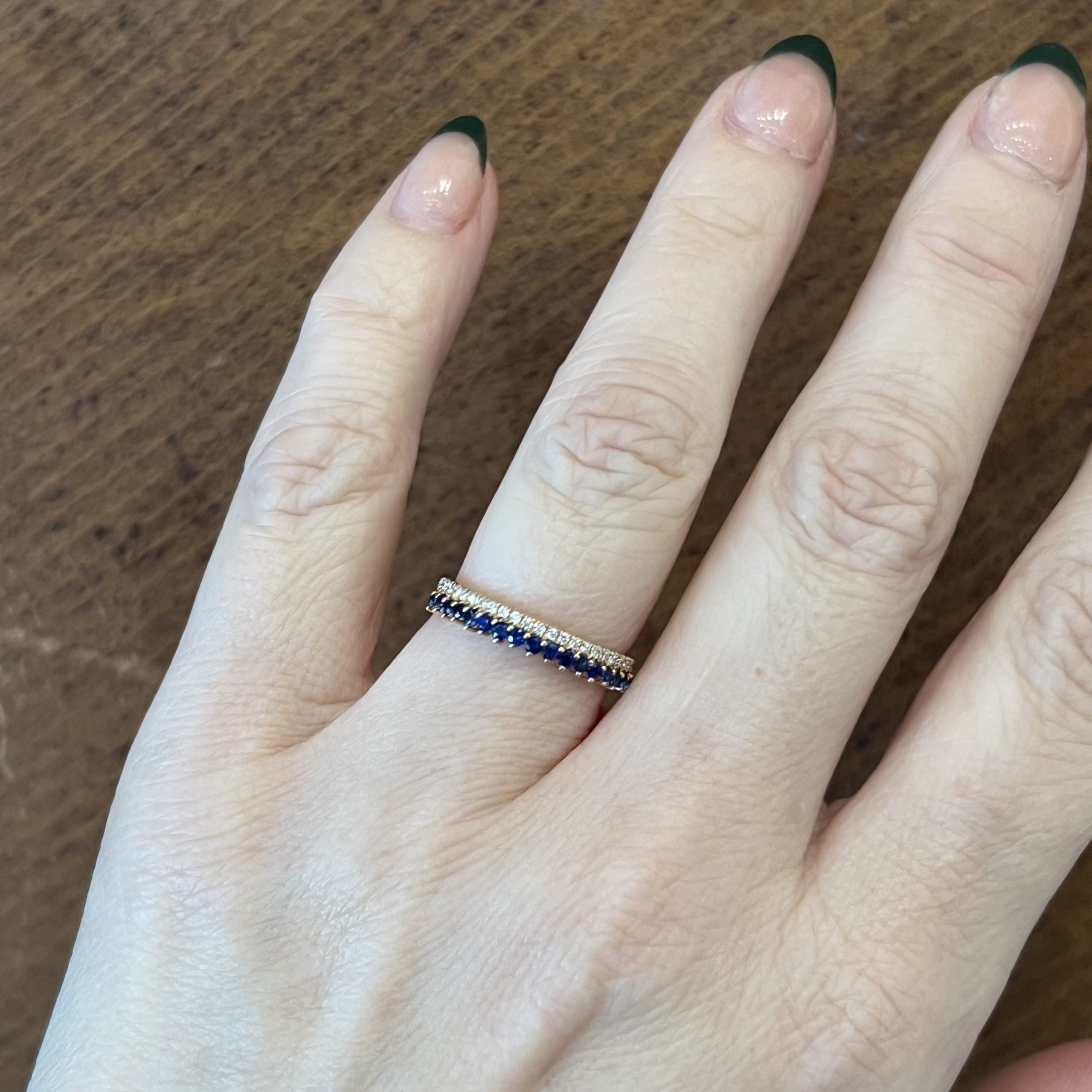 Wedding bands sapphire and on sale diamond