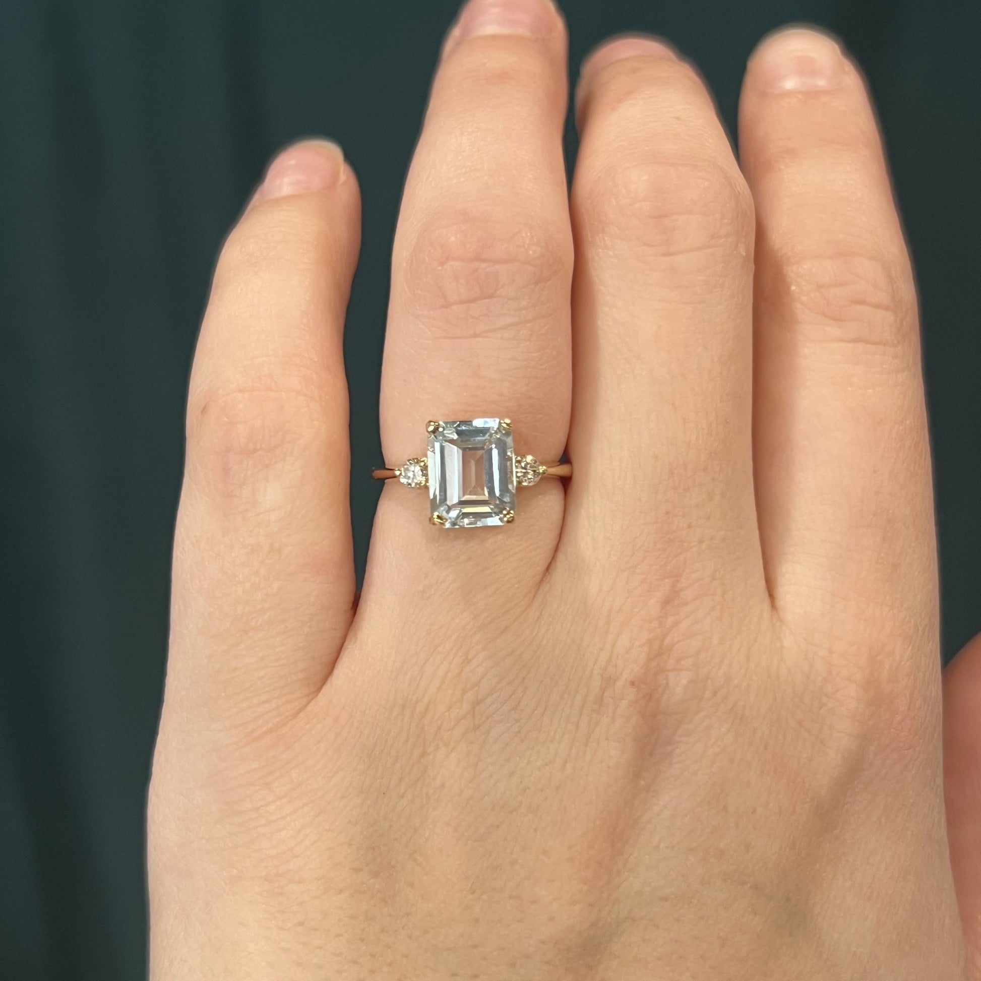 Classic Emerald Cut Aquamarine Engagement Ring in 14k Gold