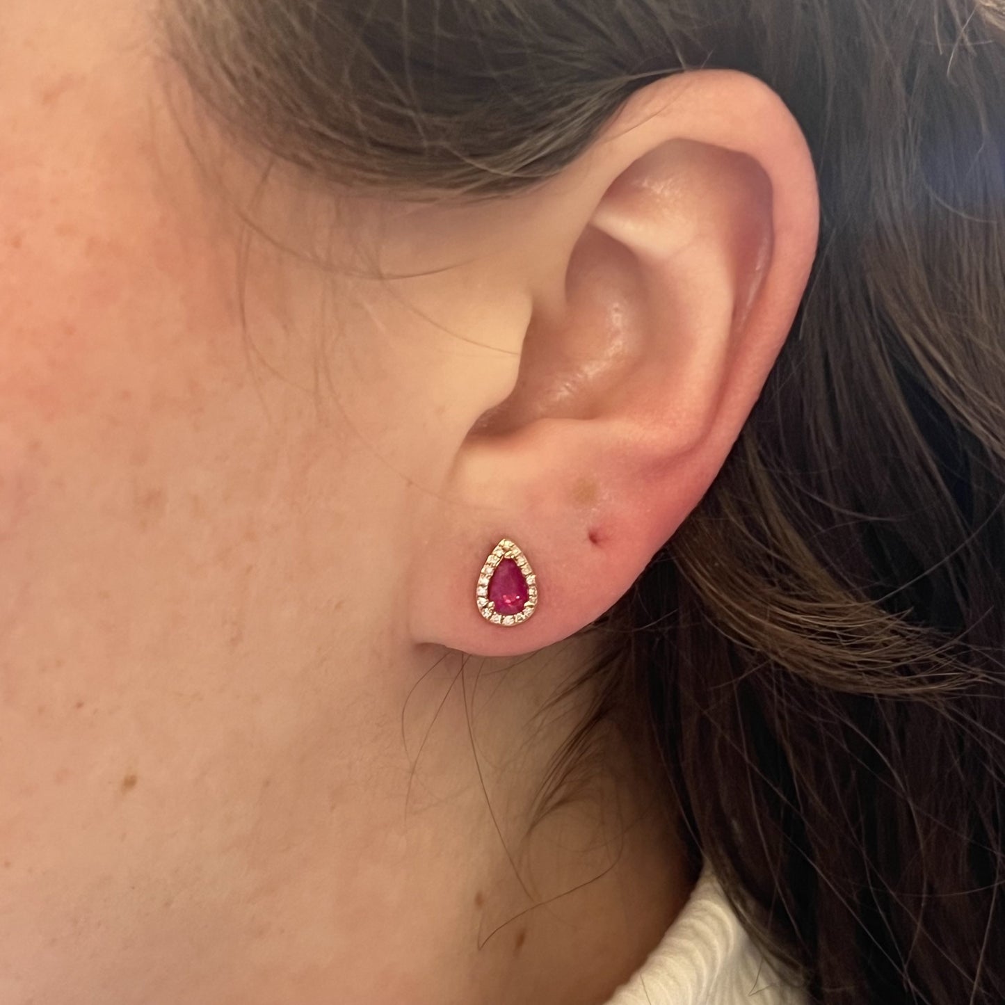 Effy Pear Cut Ruby & Diamond Stud Earrings in 14k Rose Gold