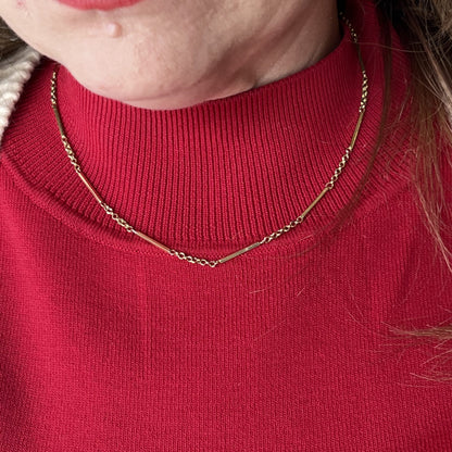 16 Inch Mid-Century Bar Chain Necklace in 14k Yellow Gold
