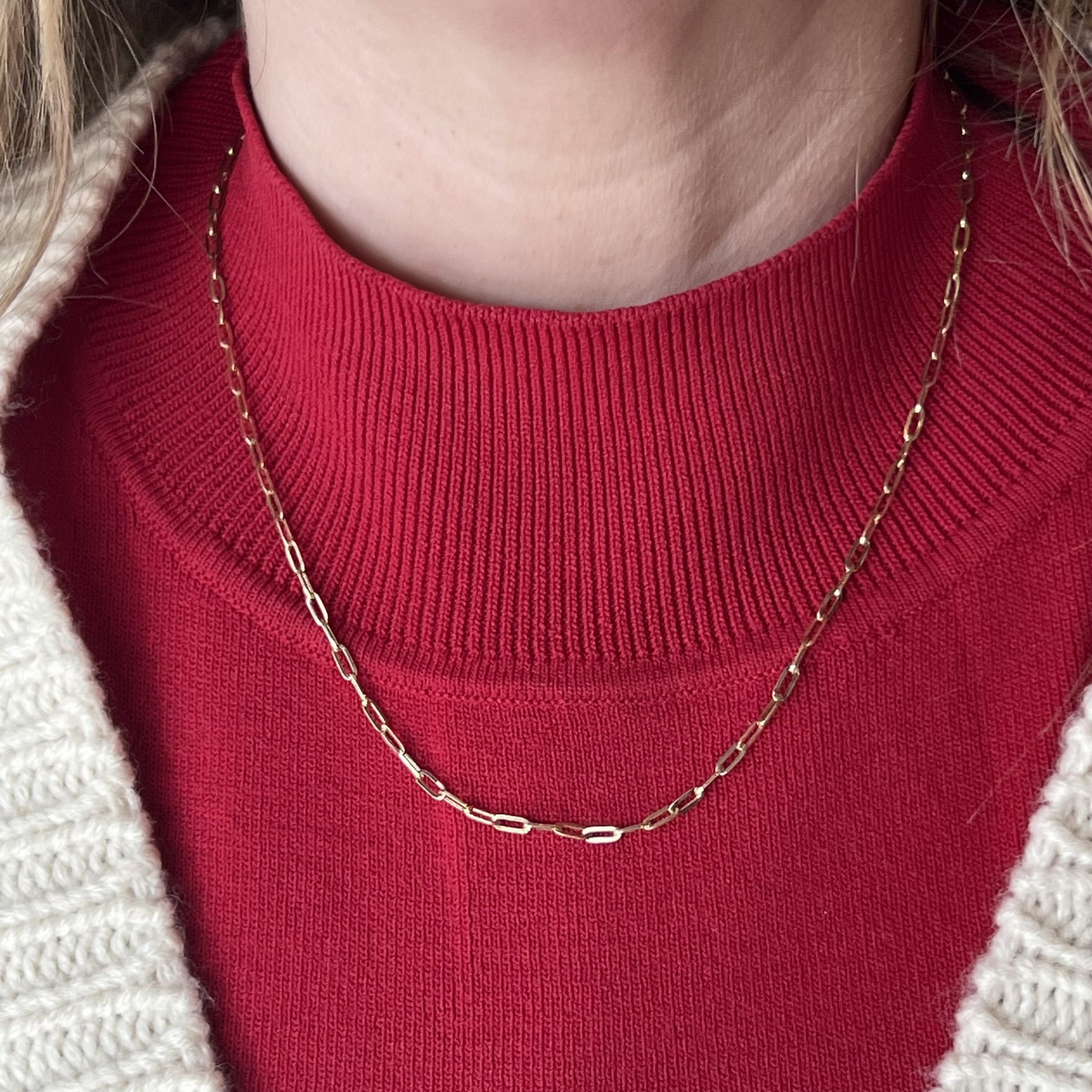 18 Inch Classic Paperclip Chain Necklace in 14k Yellow Gold