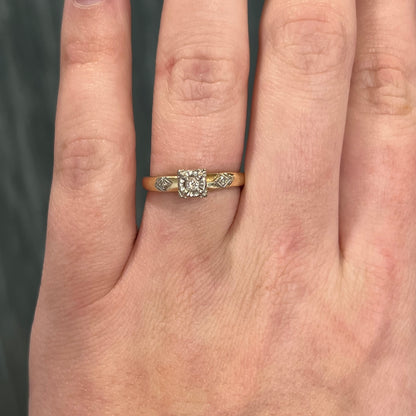 .08 Retro Diamond Engagement Ring in 14k Gold