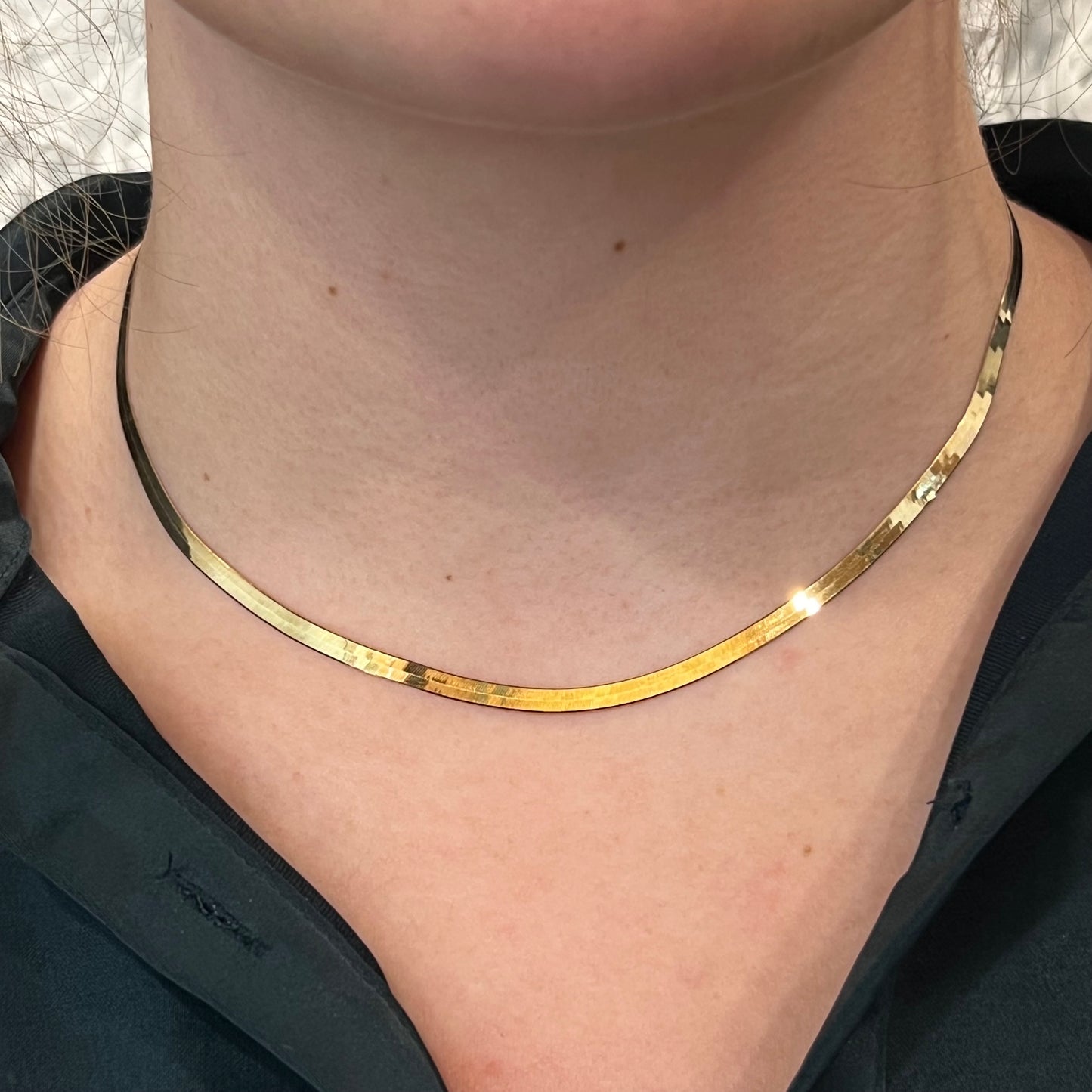 17 Inch Herringbone Chain Necklace in 14k Yellow Gold