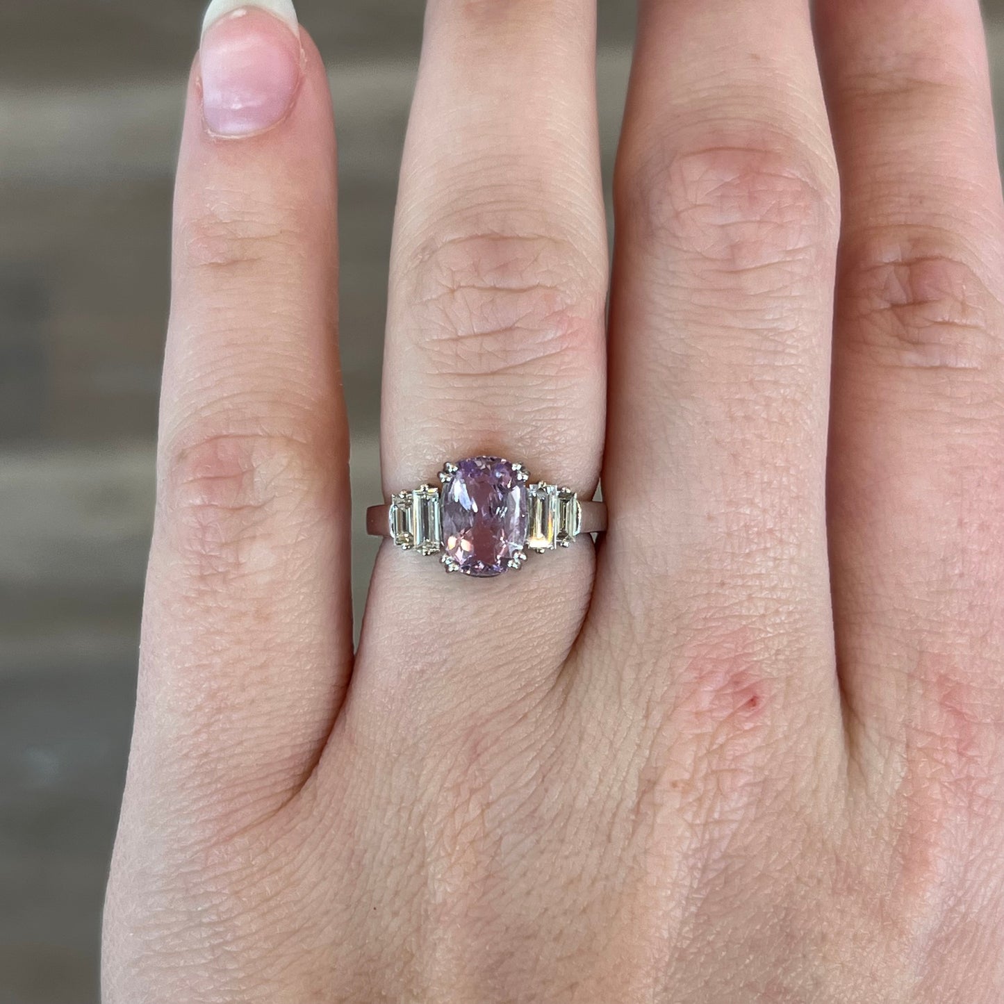 2.40 Purple Sapphire & Diamond Engagement Ring in 18k White Gold