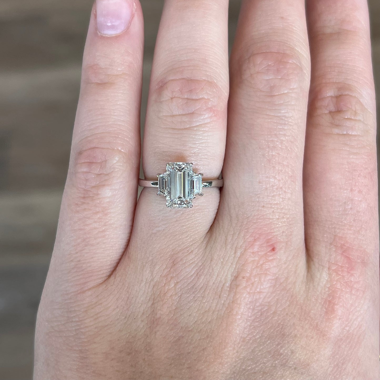 2.02 Emerald Cut Diamond Engagement Ring in 18k White Gold