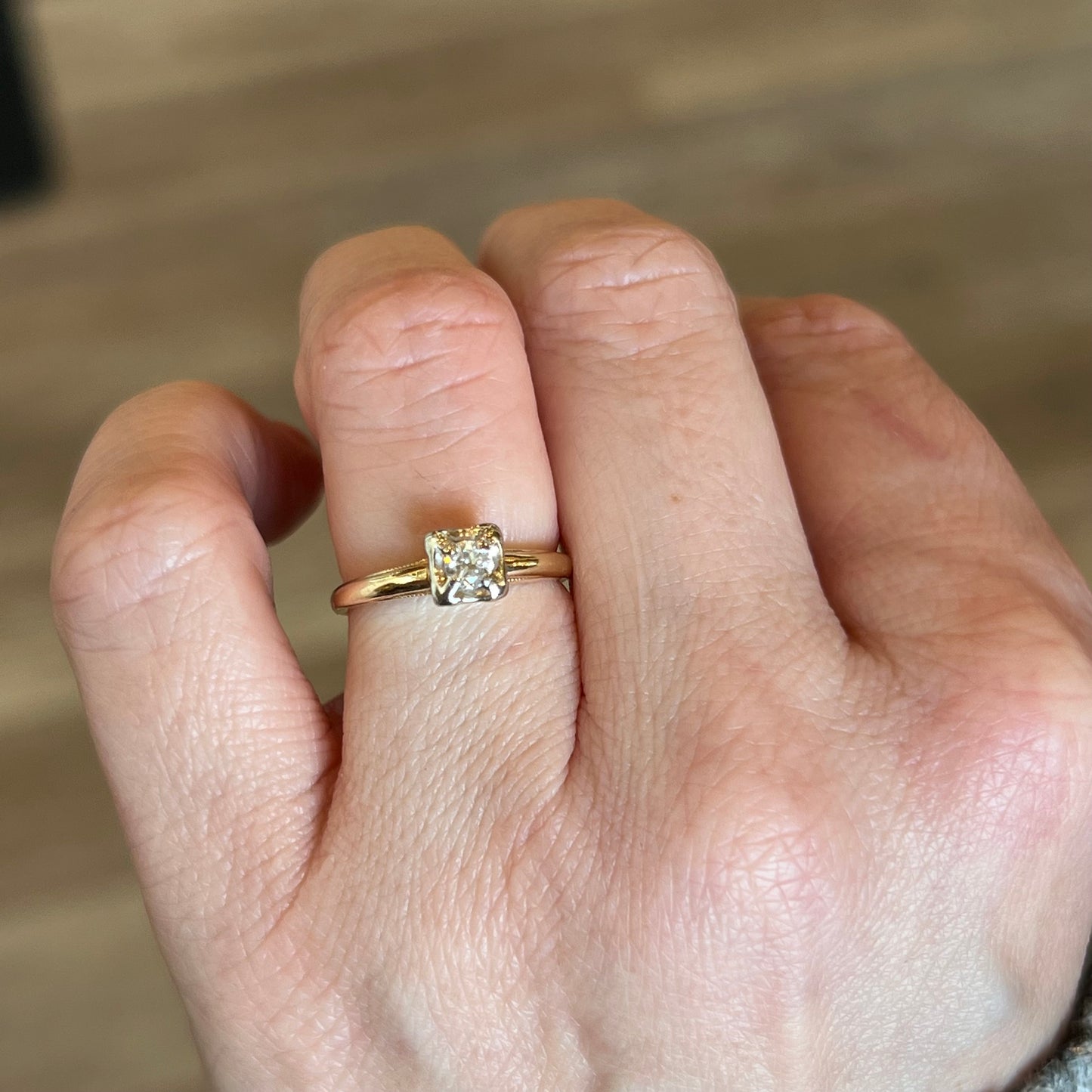 .20 Retro Solitaire Diamond Engagement Ring in 14k Gold