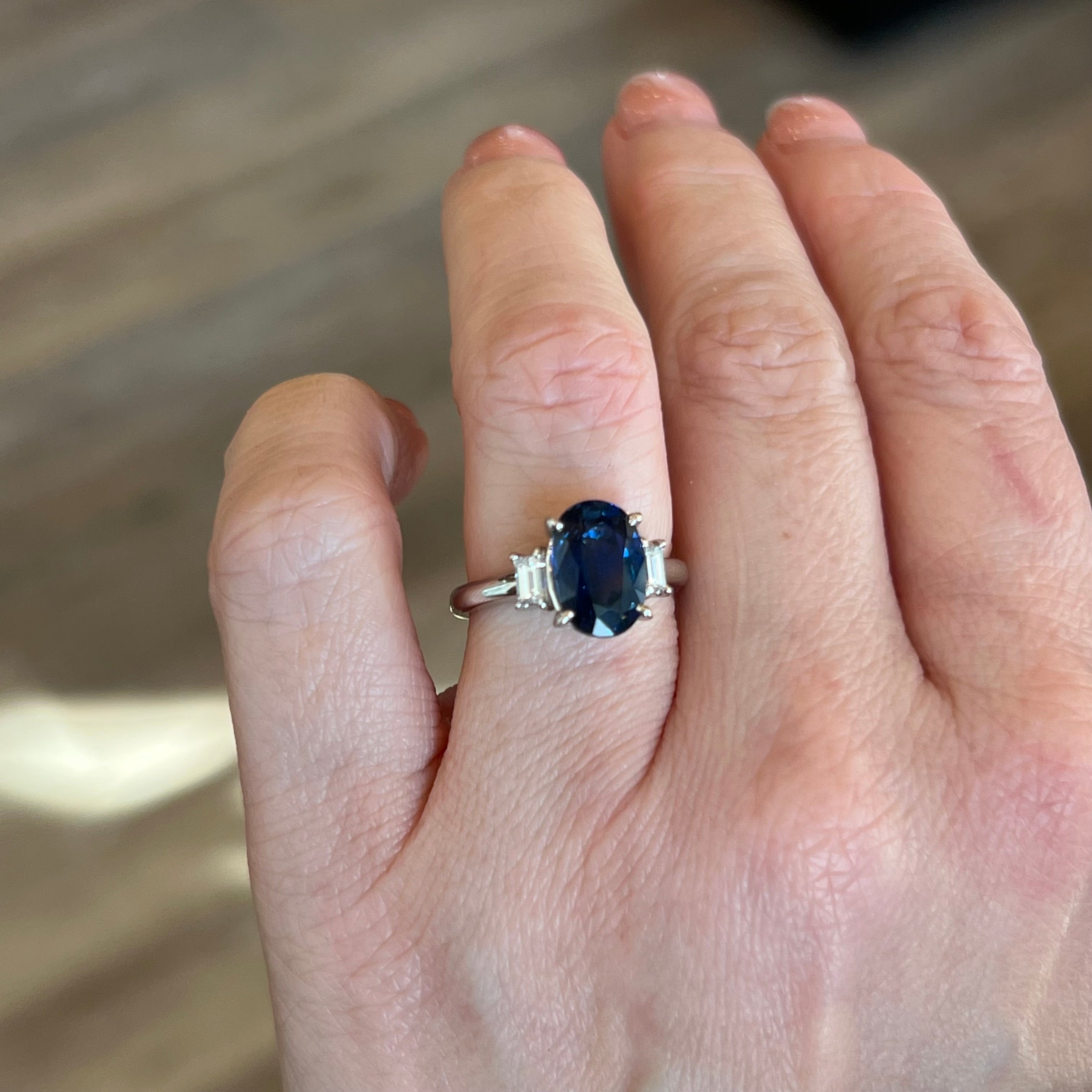 3.99 Thai Sapphire & Diamond Engagement Ring in Platinum