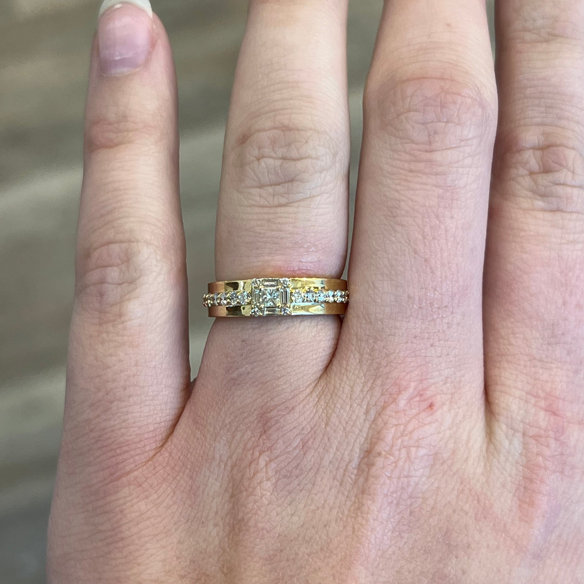 Princess Cut Diamond Stacking Ring in 18k Yellow Gold