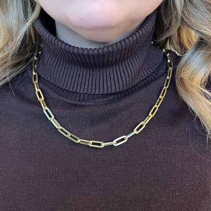 20 Inch Oversized Paperclip Chain in 14k Yellow Gold