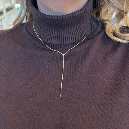 Classic Diamond Lariat Necklace in 14k Yellow Gold