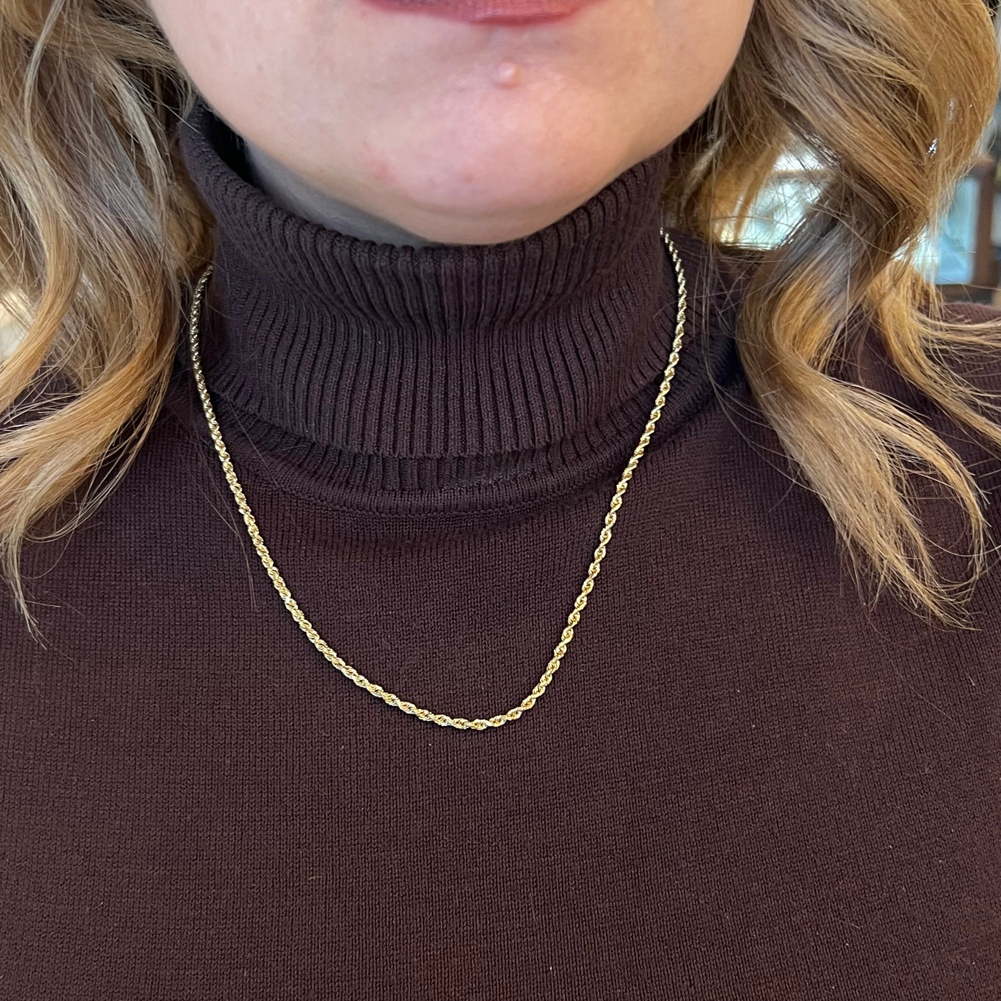 Modern 20 Inch Rope Chain in 14k Yellow Gold