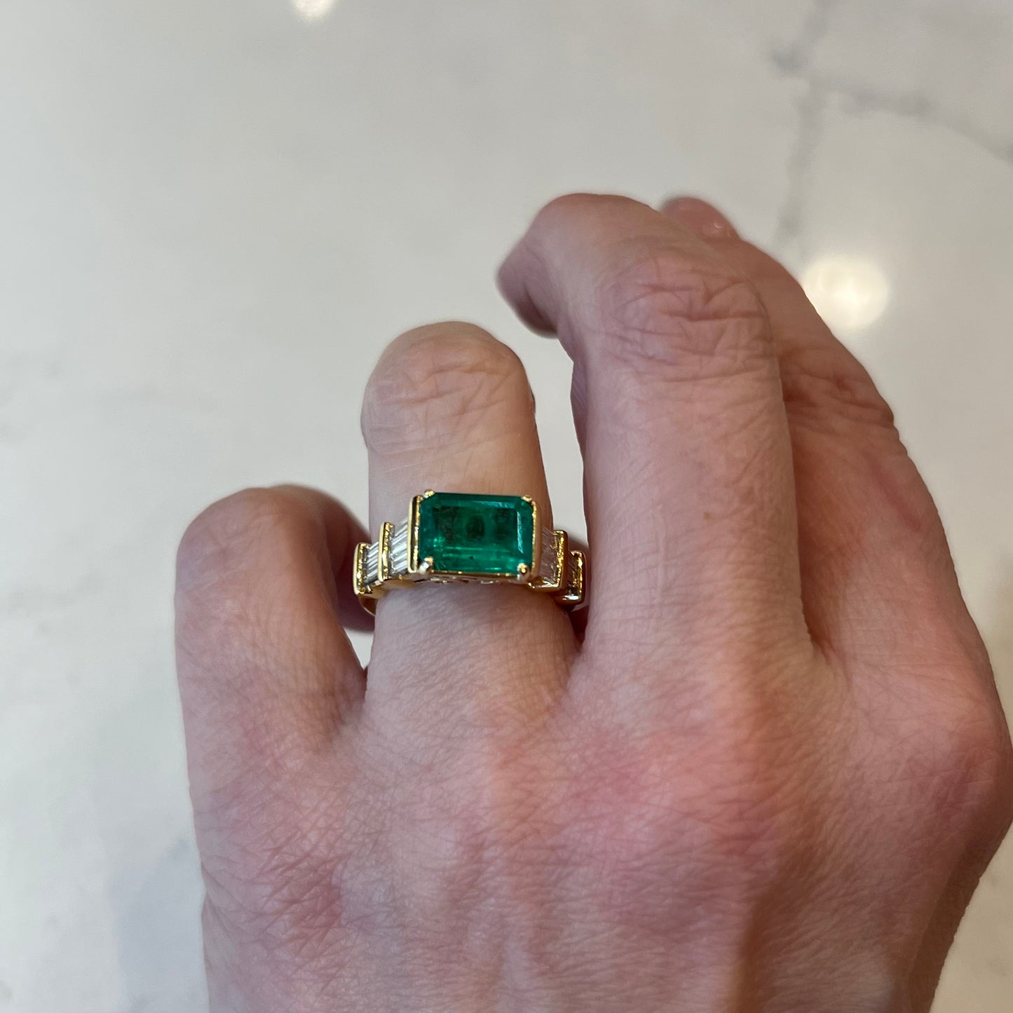 2.00 Emerald & Diamond Cocktail Ring in 18k Yellow Gold