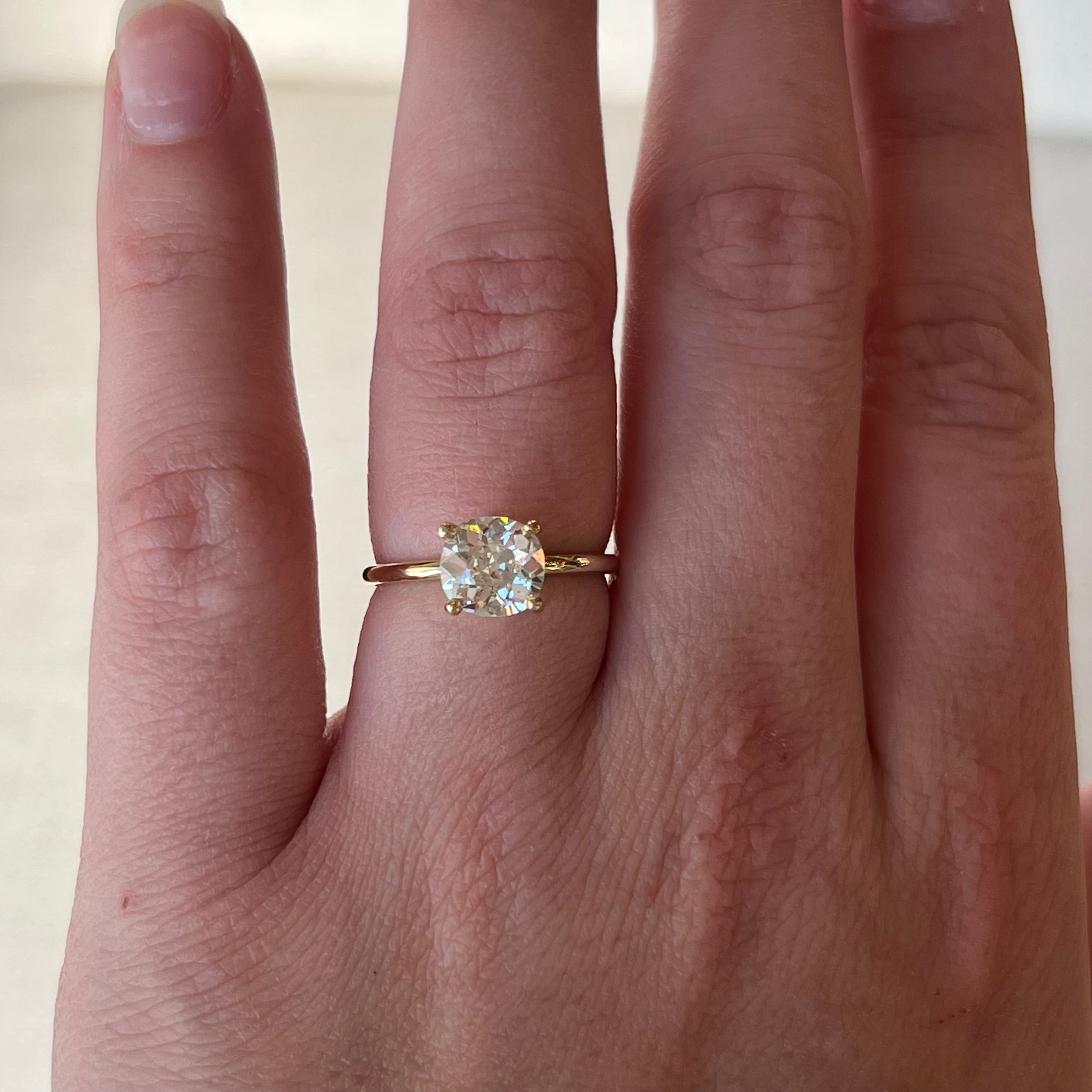 Arts & Crafts Movement Solitaire Old Mine Cut Diamond Ring | Bentley –  Trumpet & Horn