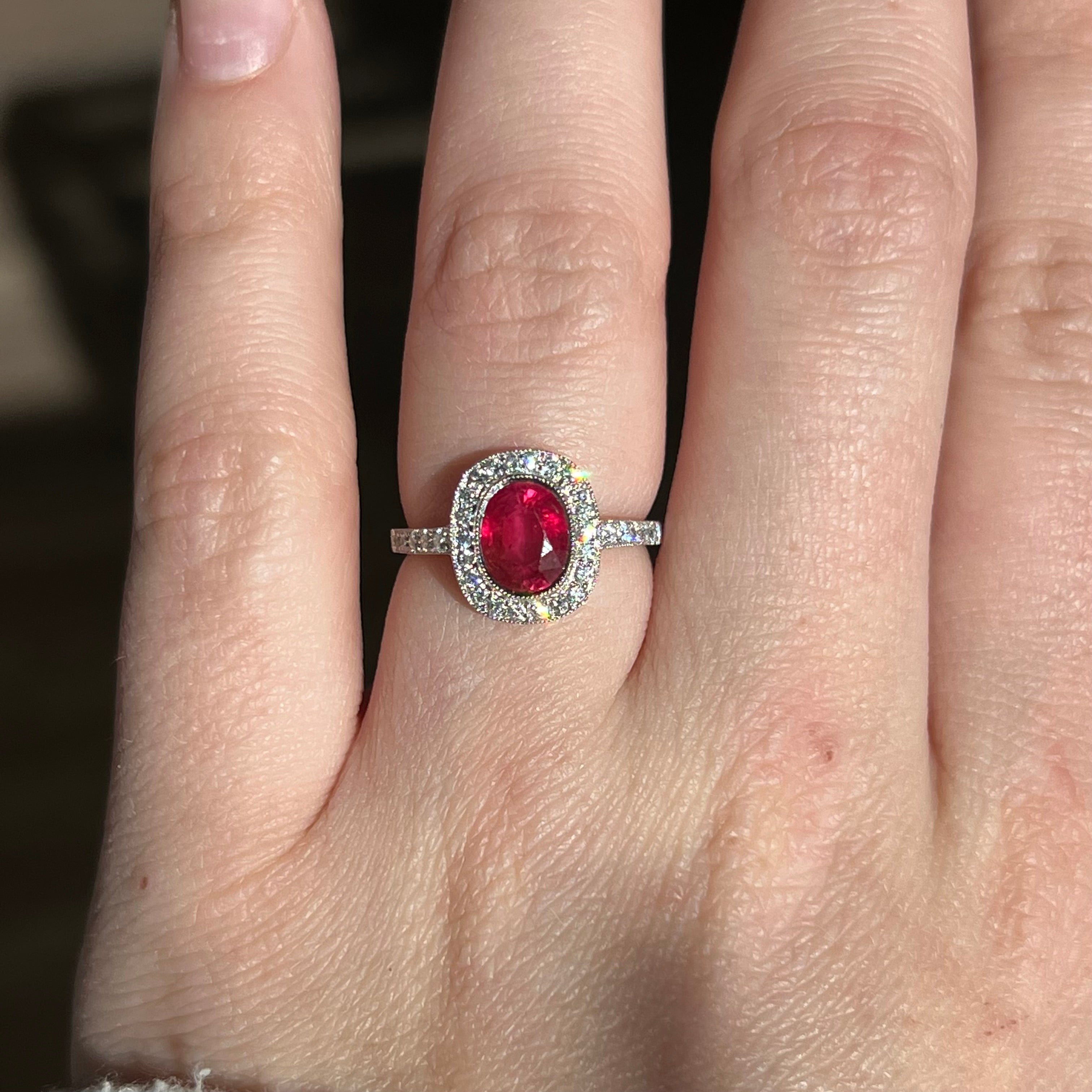 Red deals moissanite ring