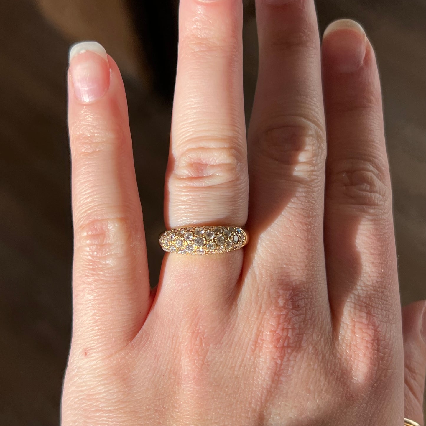 Pave Diamond Dome Stacking Ring in 18k Yellow Gold