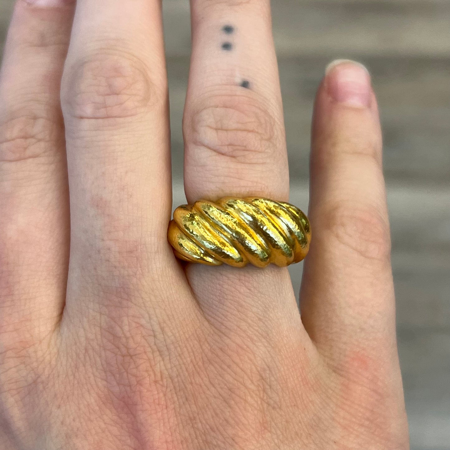 Zolotas Croissant Cocktail Ring in 22k Yellow Gold