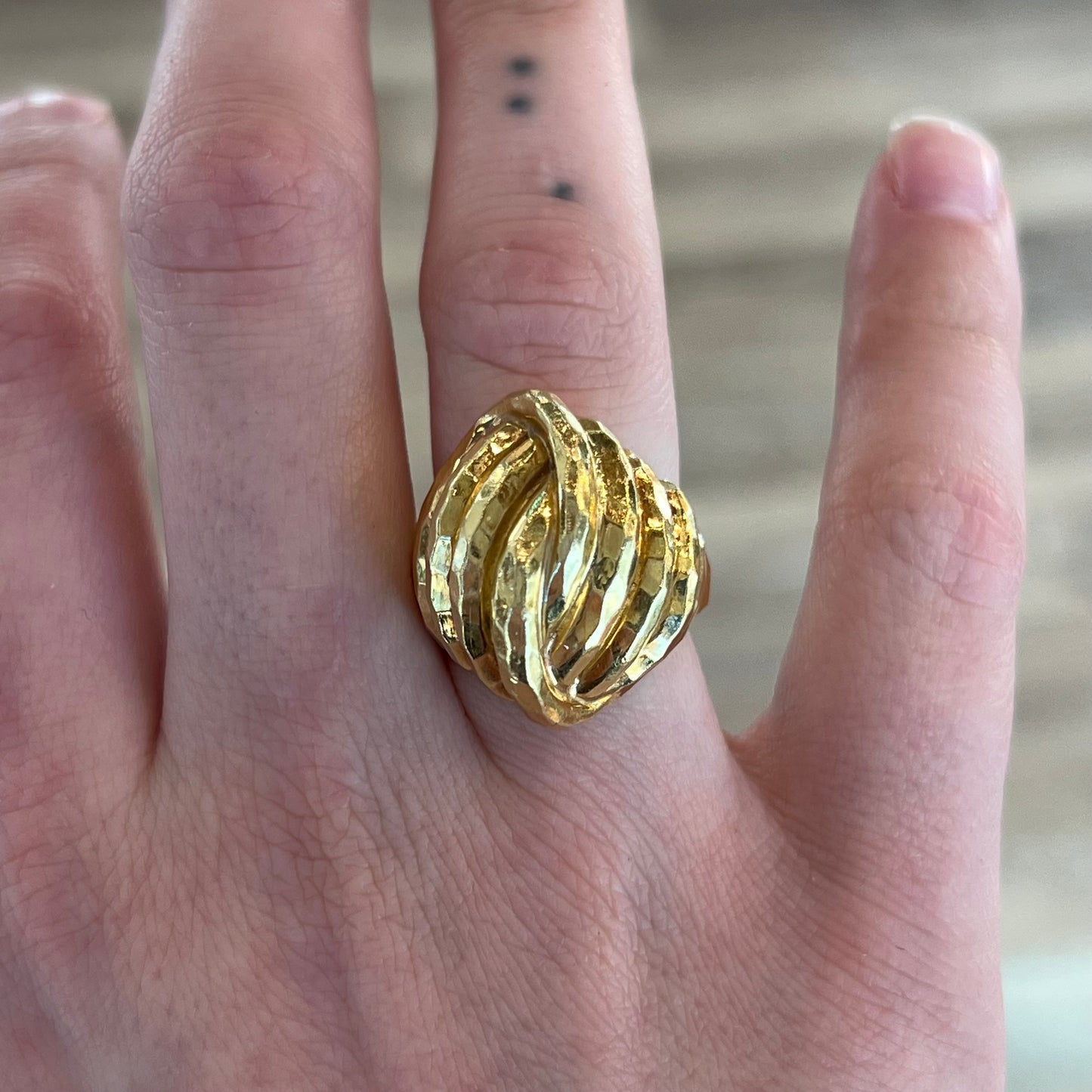 Henry Dunay Textured Knot Cocktail Ring in 18k Yellow Gold