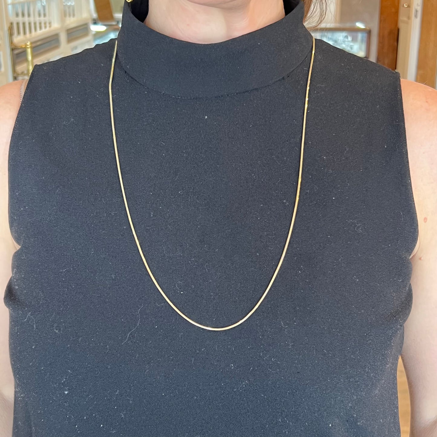 Modern 32 Inch Snake Chain Necklace in 14k Yellow Gold