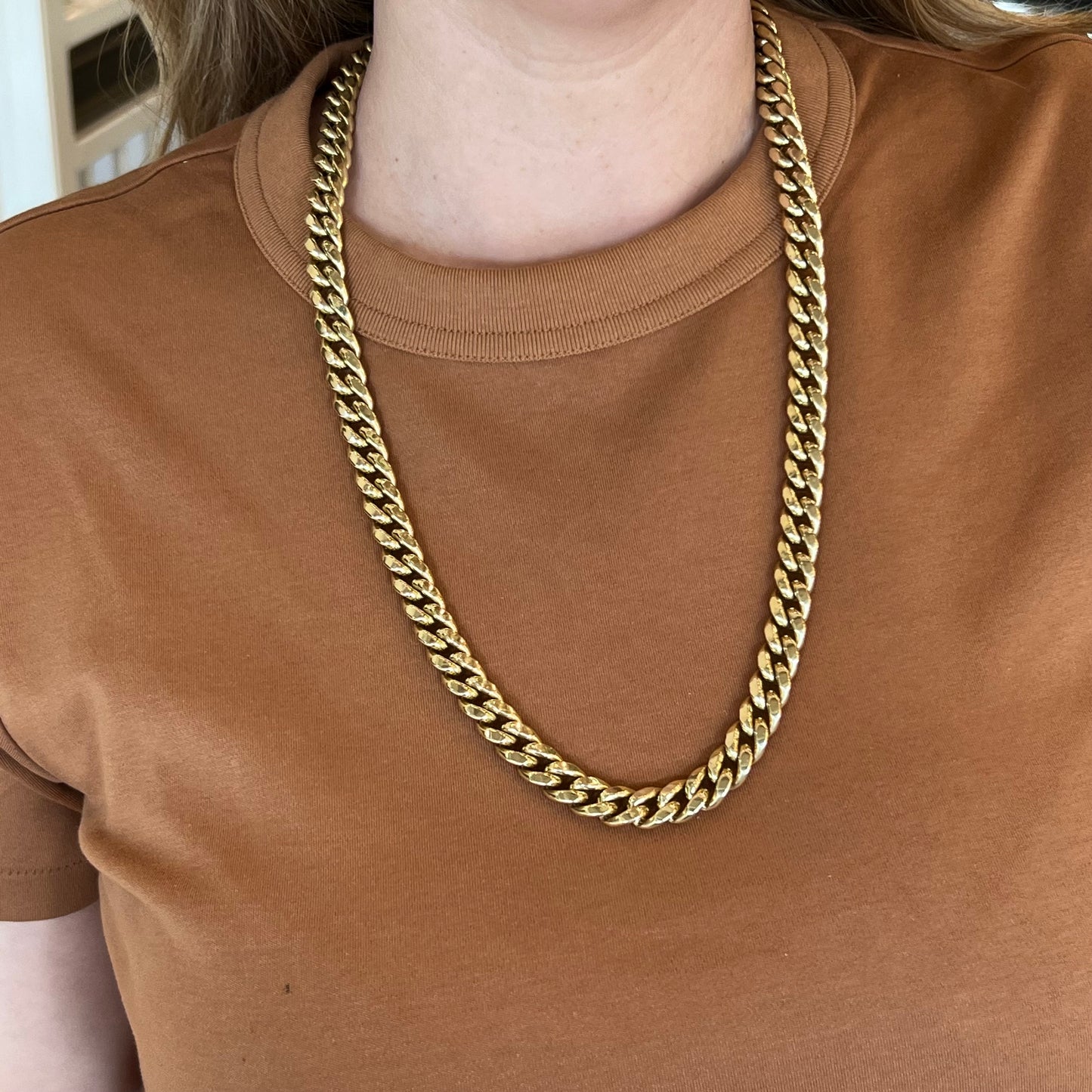 26 Inch Cuban Link Chain Necklace in 14k Yellow Gold