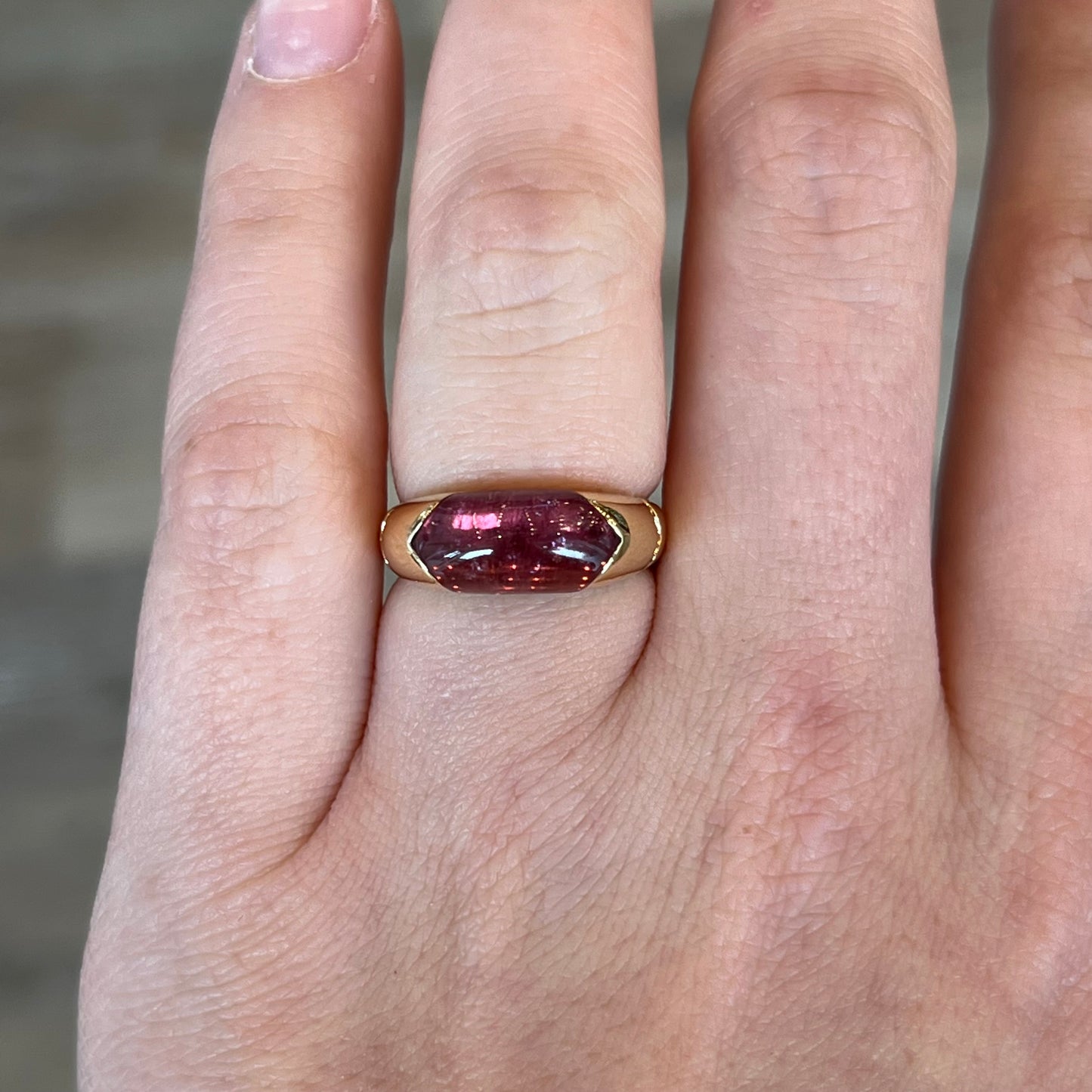 Bulgari Tronchetto Pink Tourmaline Ring in 18k Yellow Gold