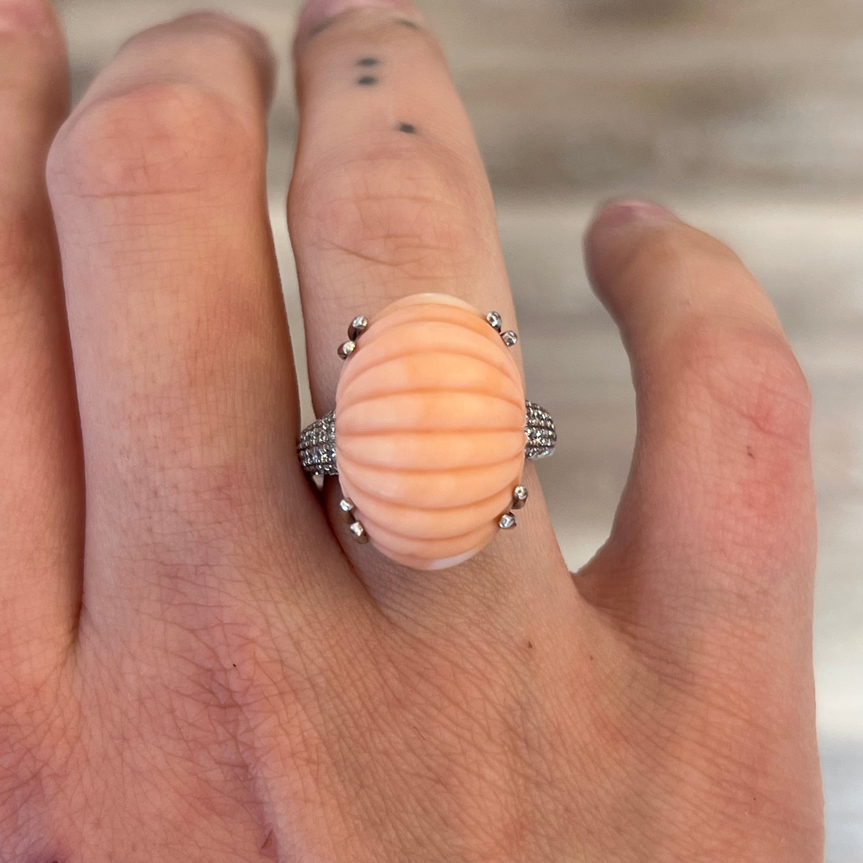 White gold deals coral ring