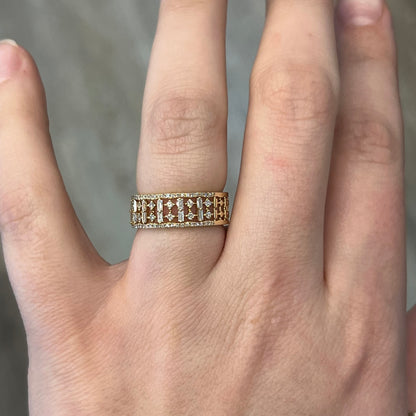 Thick Pave Diamond Cocktail Ring 14k Yellow Gold