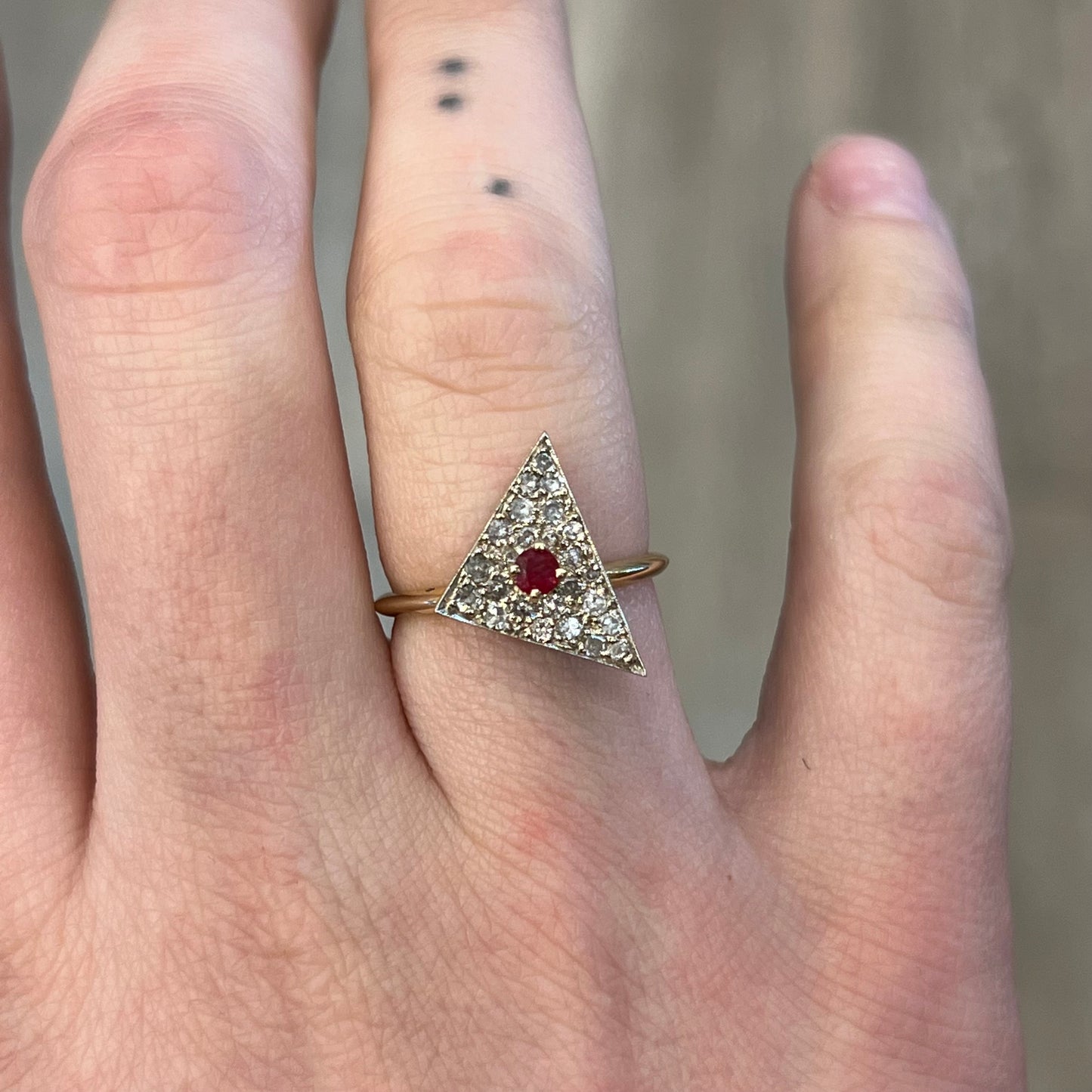 .11 Art Deco Ruby & Diamond Cocktail Ring in 14k