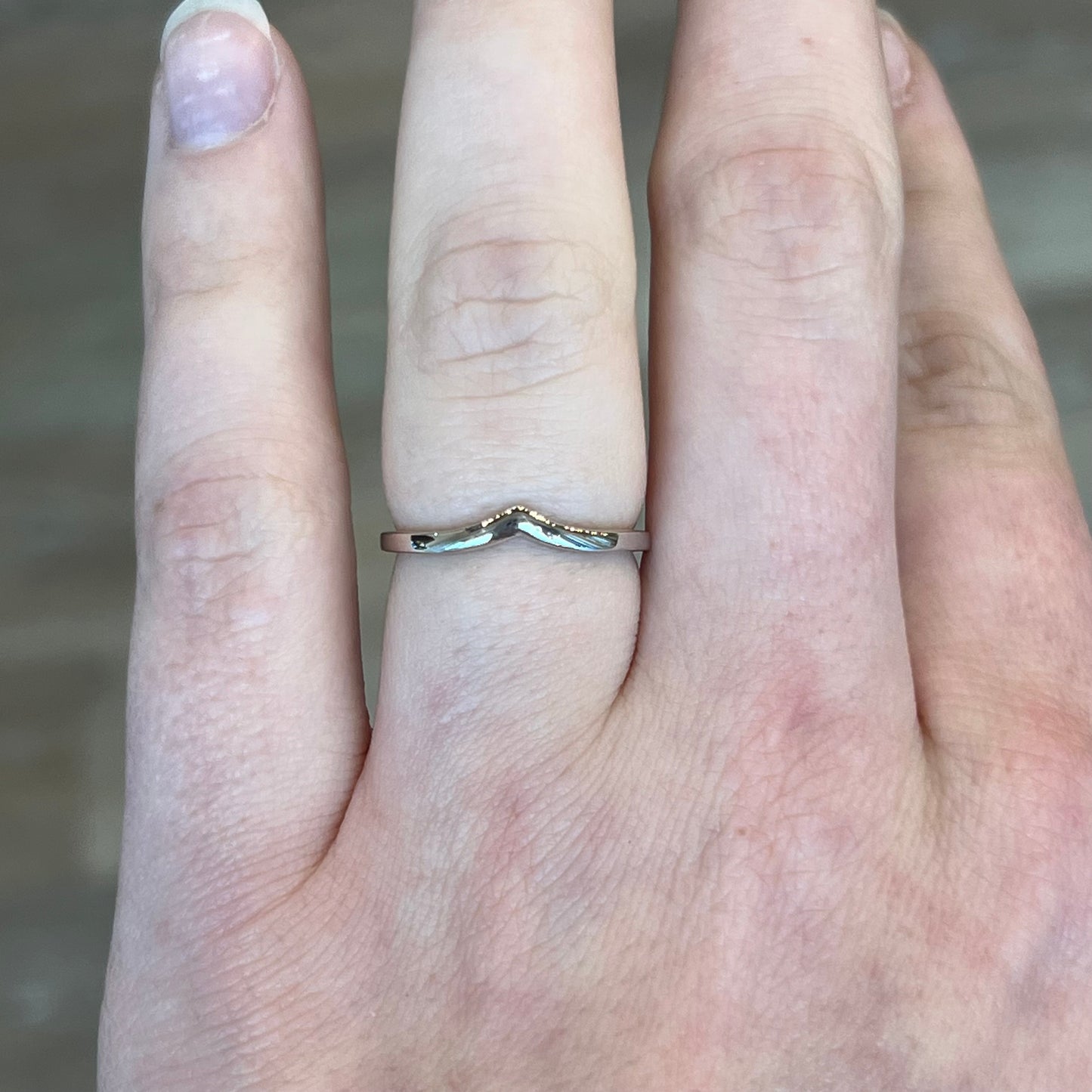 Slight Contoured Thin Wedding Band in 14k White Gold