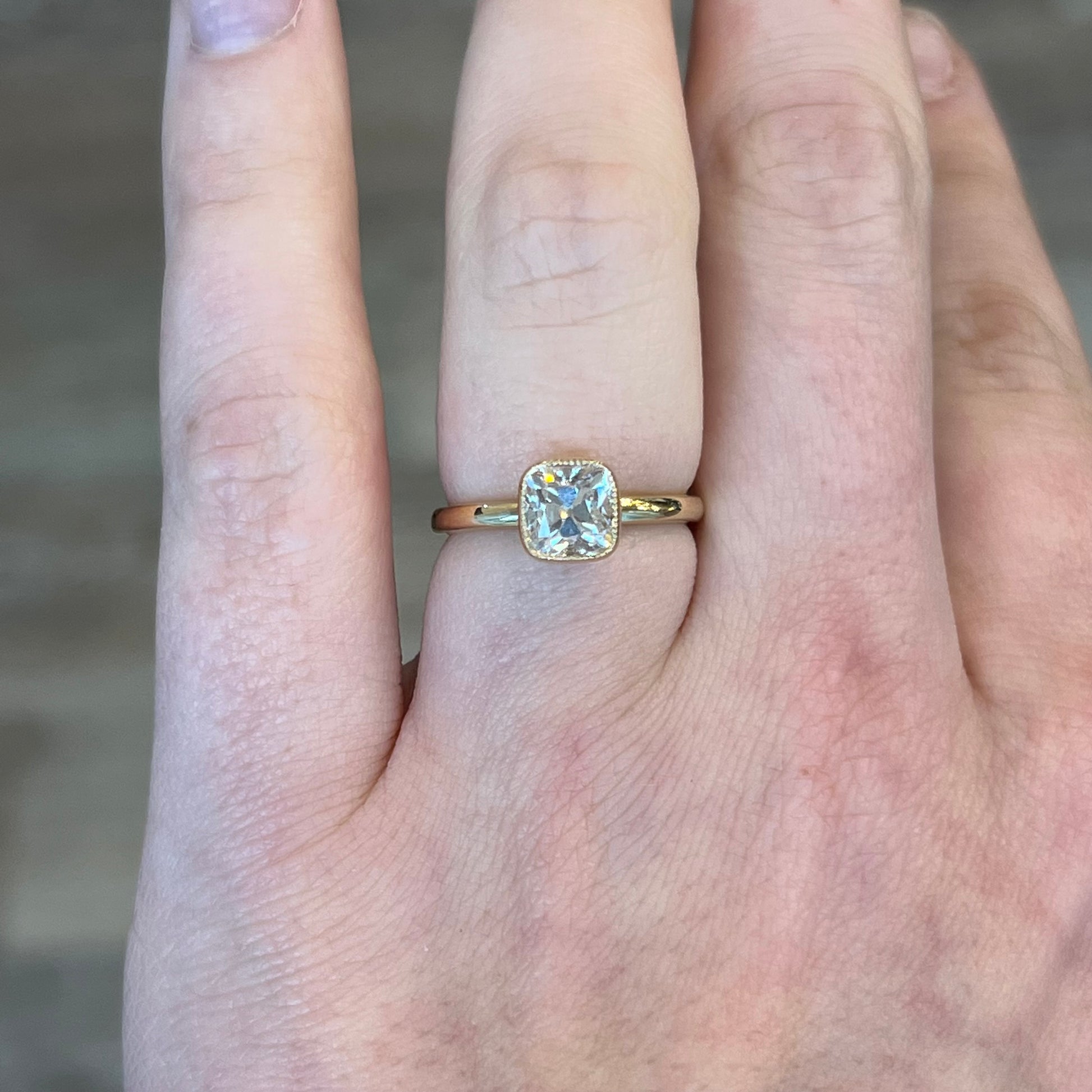 Cushion Cut Diamond Engagement Ring in 14k Yellow Gold