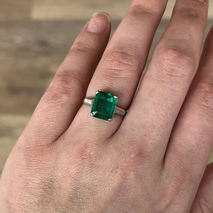 3.61 Carat Emerald & Diamond Cocktail Ring in Platinum