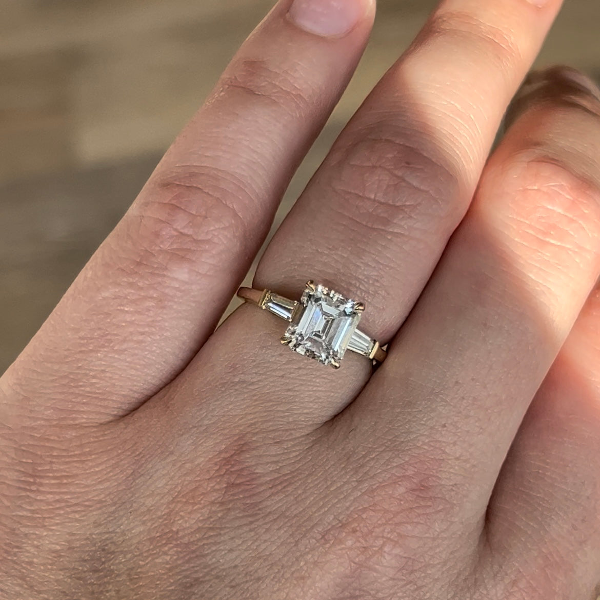 Hetty: 3-Stone Heart Setting Diamond Engagement Ring | Ken & Dana