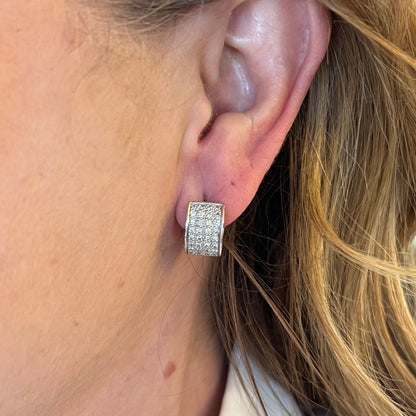 Cluster Diamond Pave Earrings in 18k White Gold