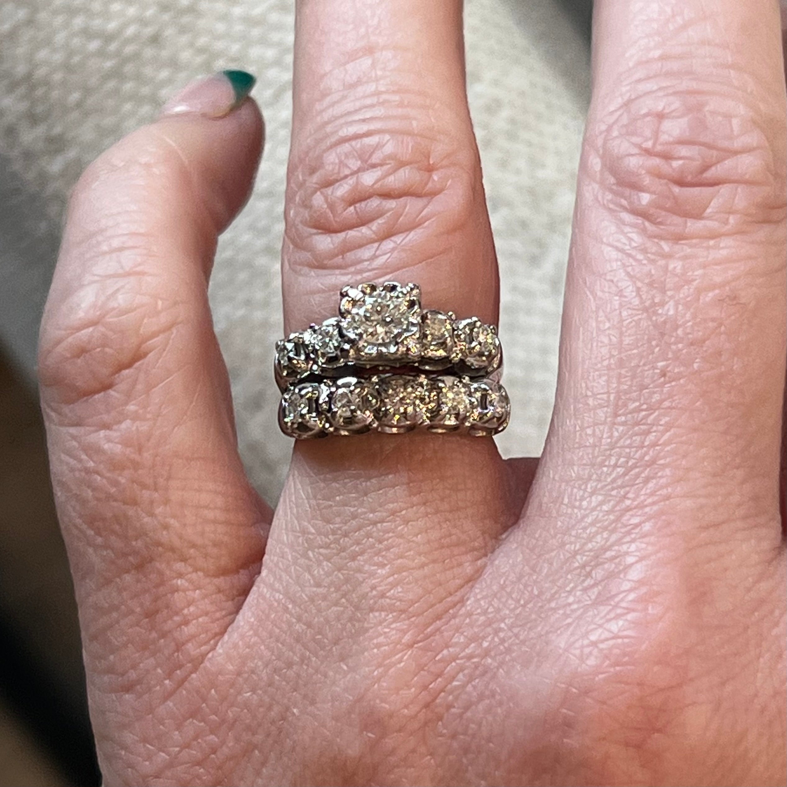14K Gold Oval Moissanite Engagement Ring Set Half Eternity Wedding Ring for  Women - gardensring