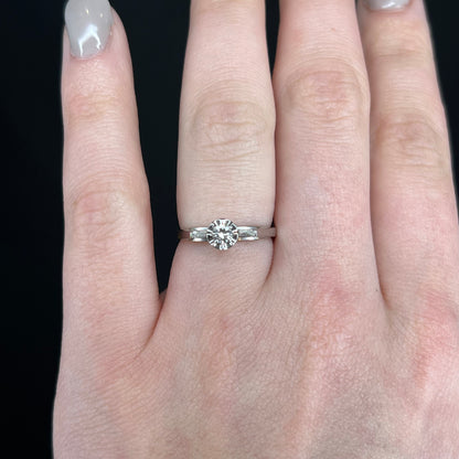 Vintage 1960's Solitaire Diamond Engagement Ring in 14k