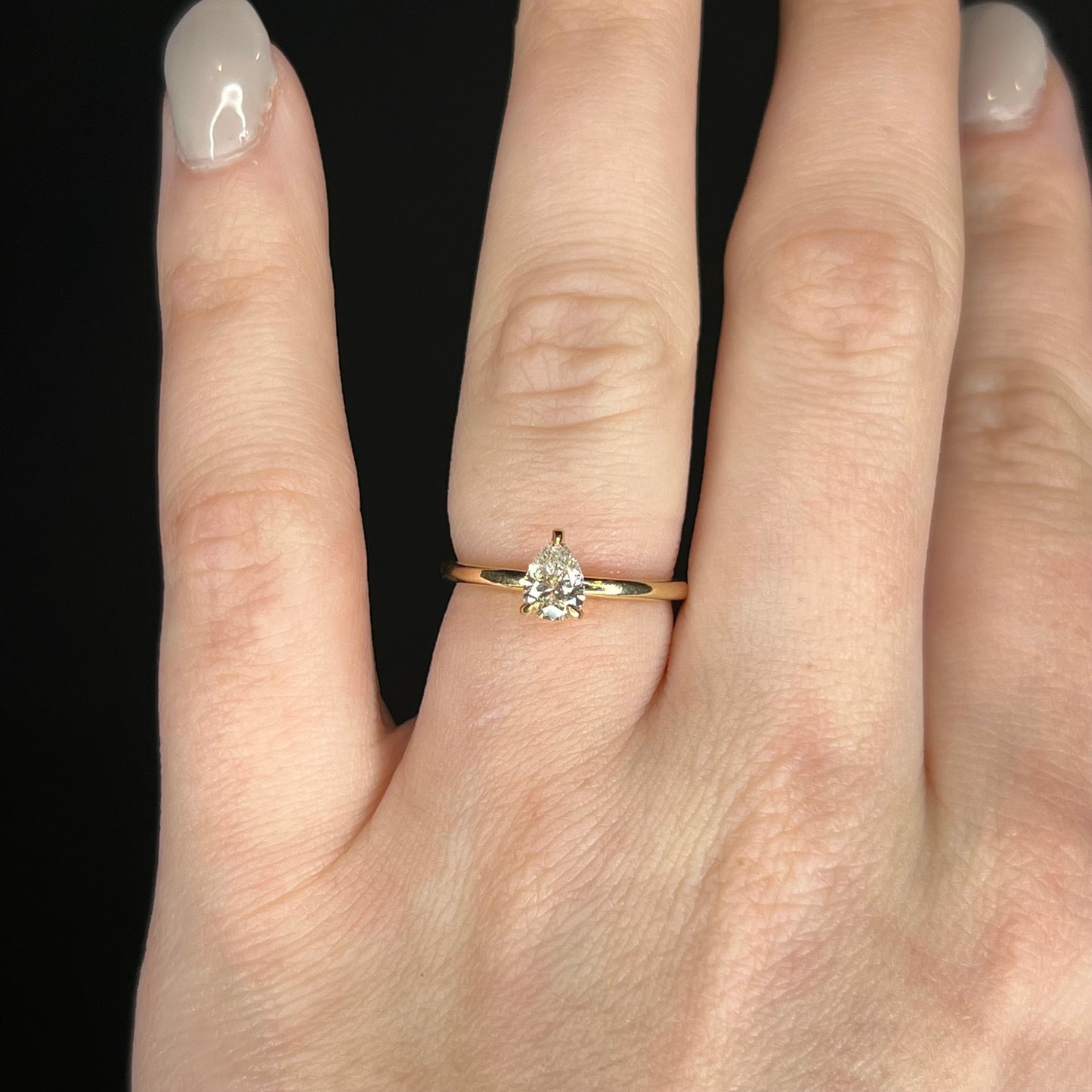 .55 Pear Cut Solitaire Diamond Engagement Ring in 14k